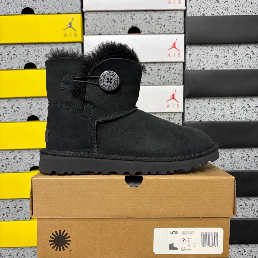UGG Black Button Boots with Plush Lining