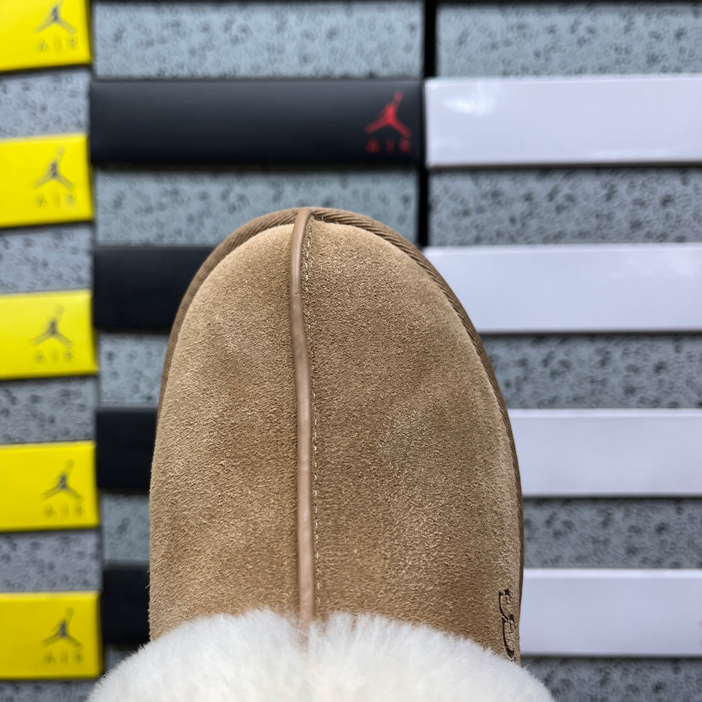 UGG Chestnut Plush-Collar Slip-On Shoes