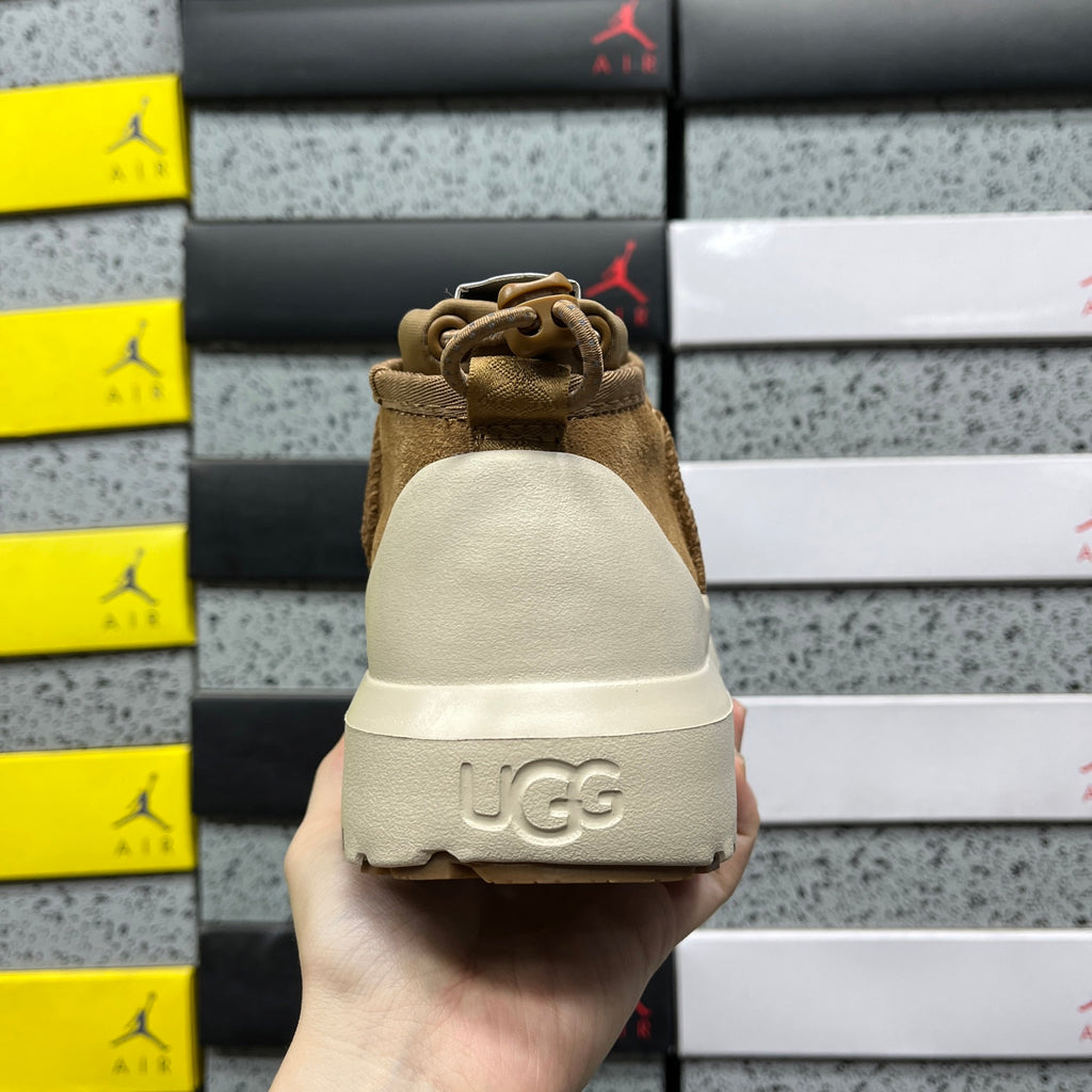 UGG Chestnut & Off-White Slip-On Platform Ankle Boots