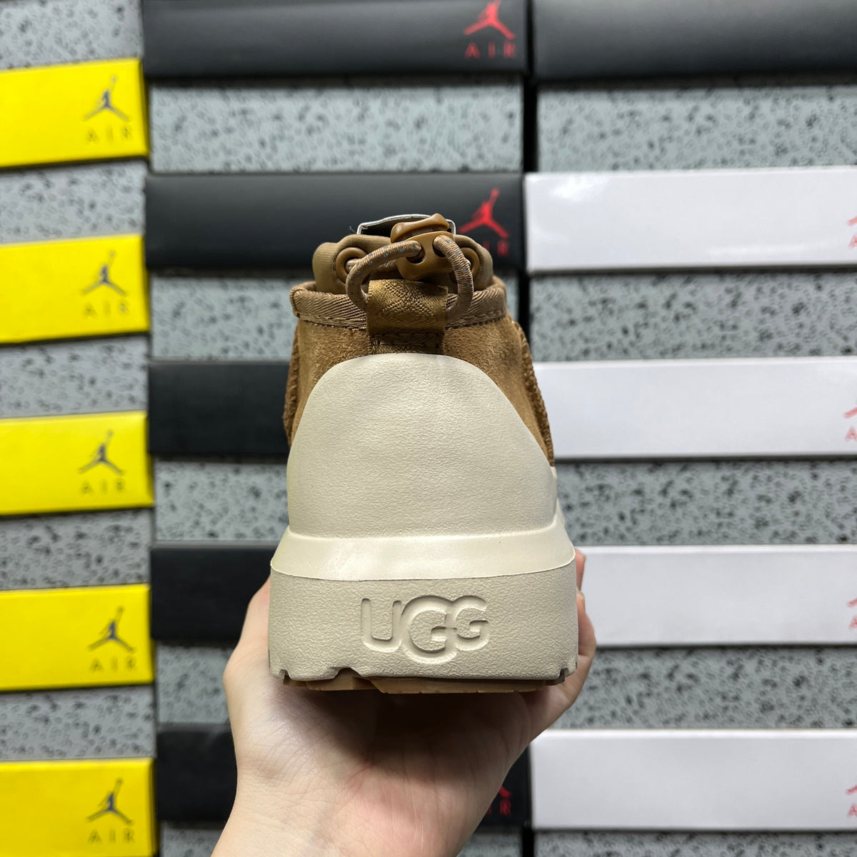 UGG Chestnut & Off-White Slip-On Platform Ankle Boots