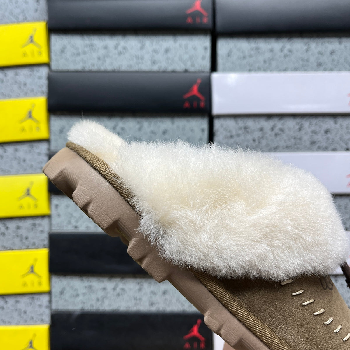 UGG Light Copper Plush-Collar Slippers