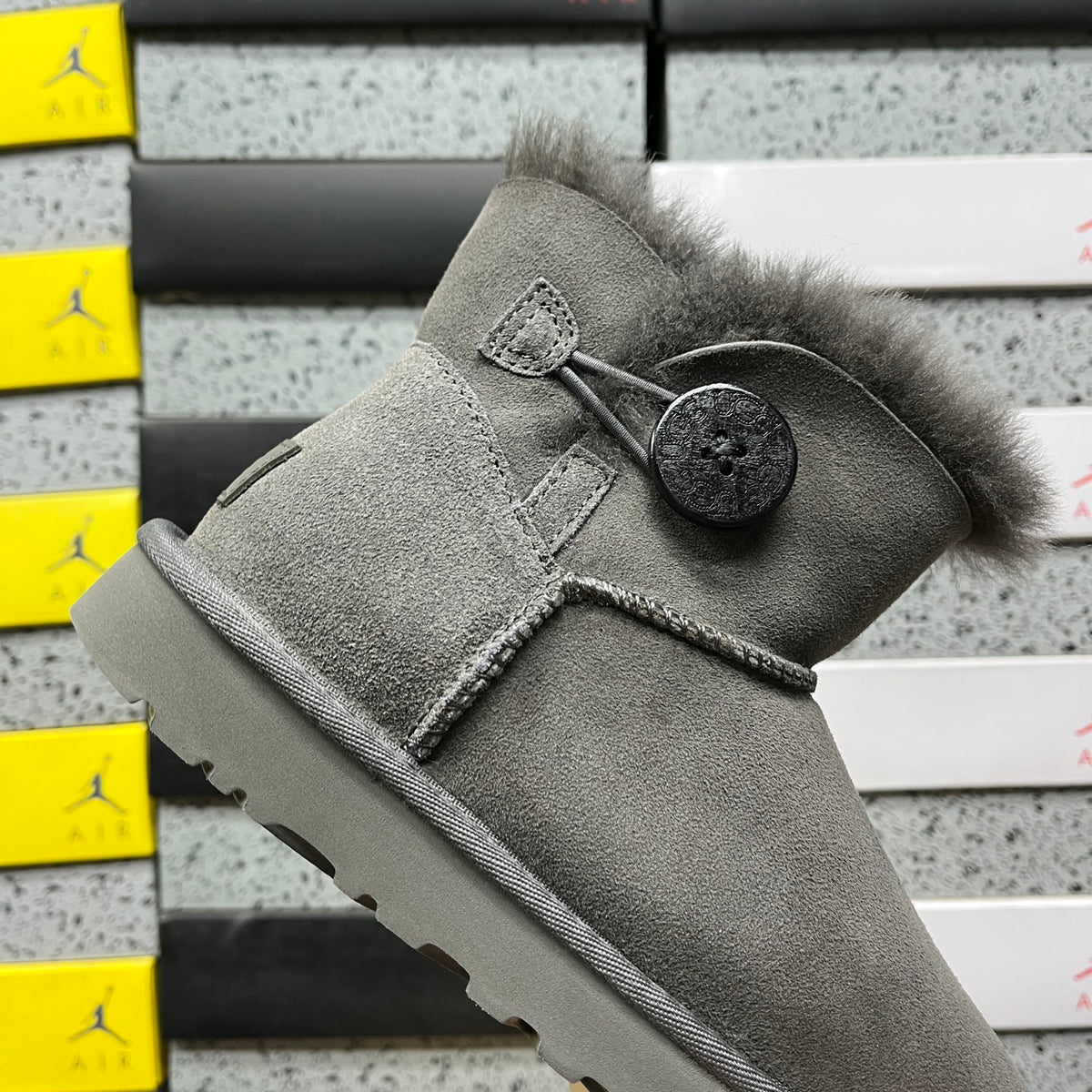 UGG Grey Button Ankle Boots
