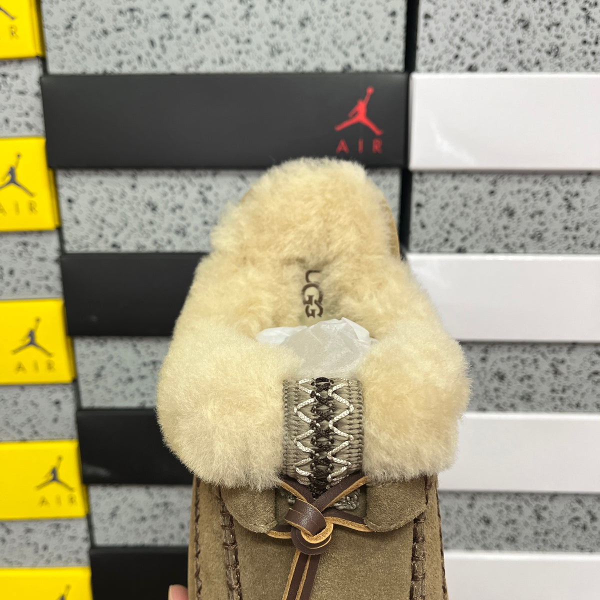 UGG Walnut Plush-Collar Mule Slippers