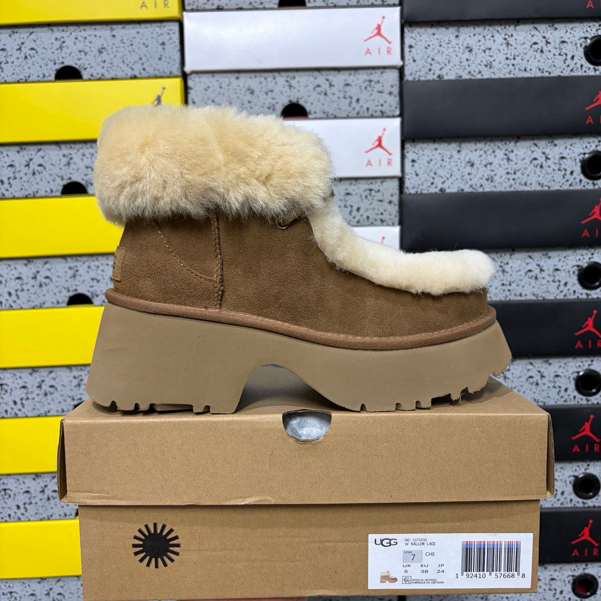 UGG Chestnut Plush-Trim Platform Ankle Boots