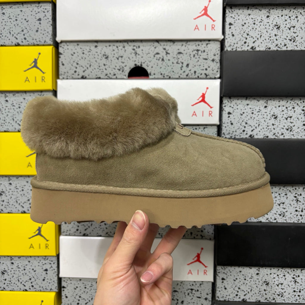 UGG Antelope Brown Plush-Collar Slip-On Shoes