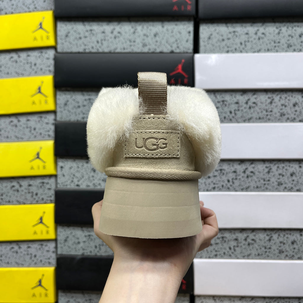 UGG Sand Plush-Collar Platform Slip-On Shoes
