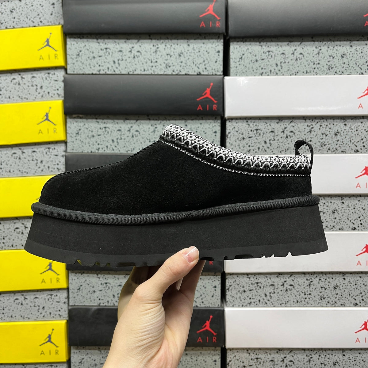 UGG Black Braided-Trim Platform Slip-On Shoes