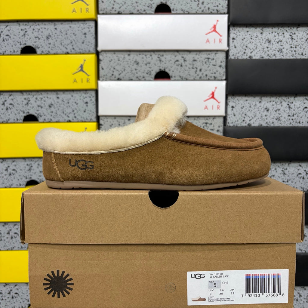UGG Chestnut Plush-Collar Mule Slippers