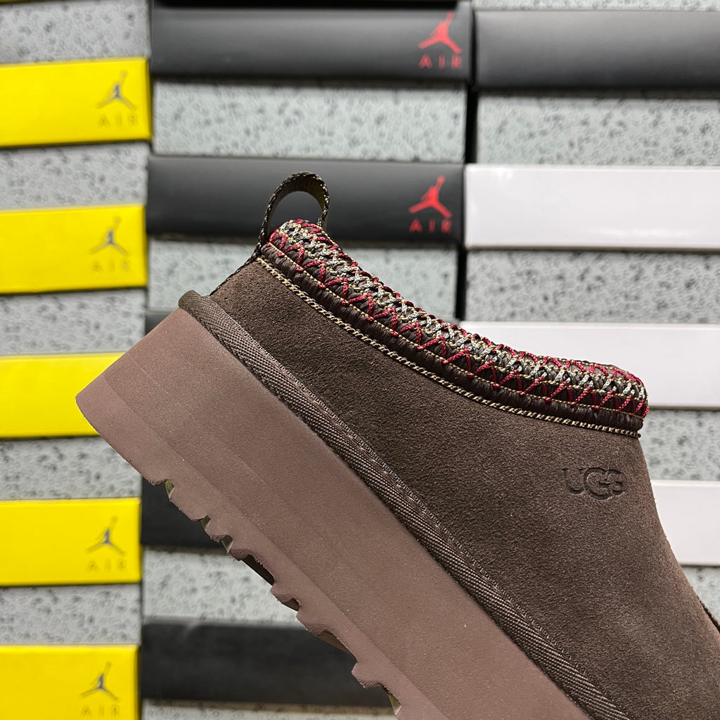 UGG Cocoa Brown Braided-Trim Platform Slip-On Shoes