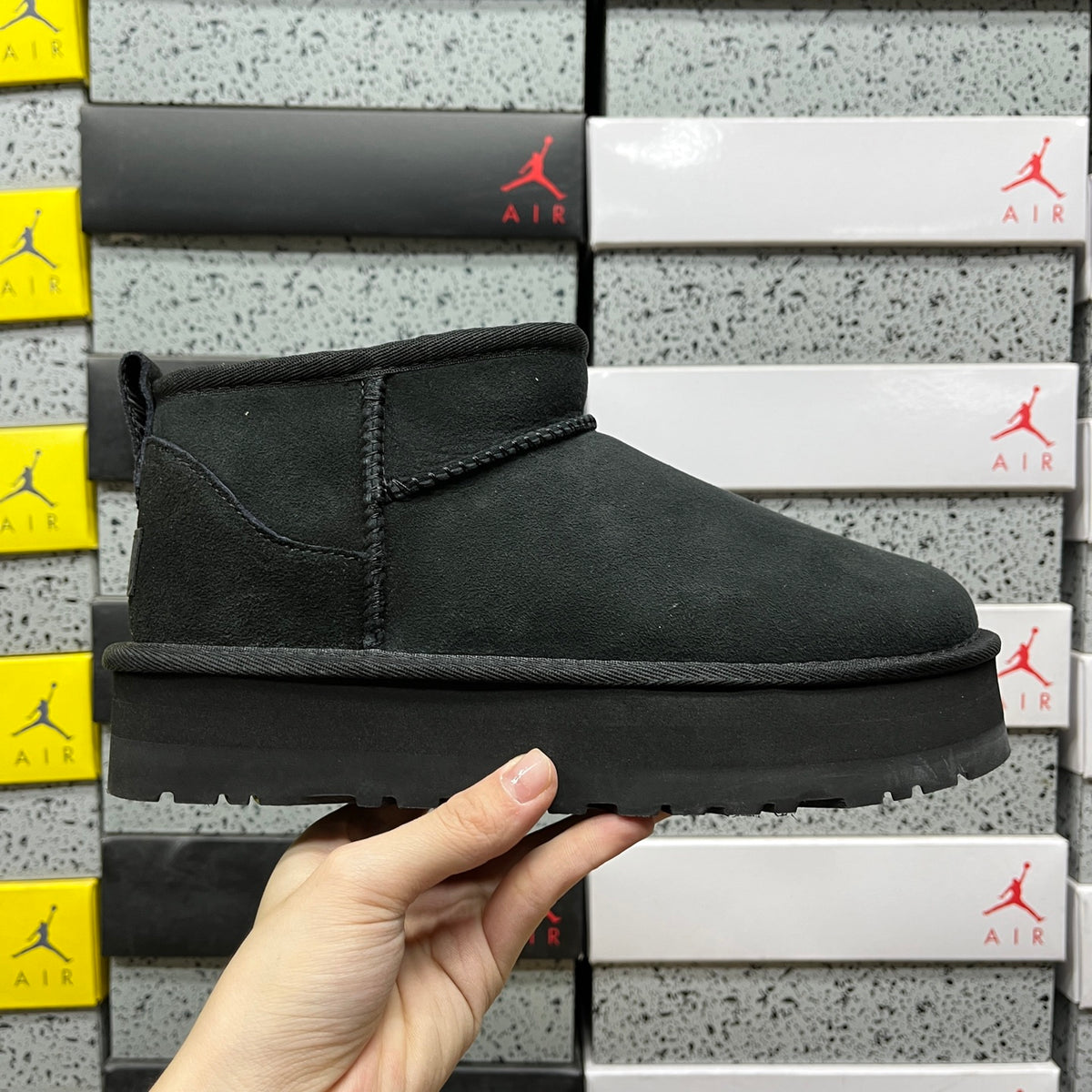 UGG Black 3 cm Platform Ankle Boots