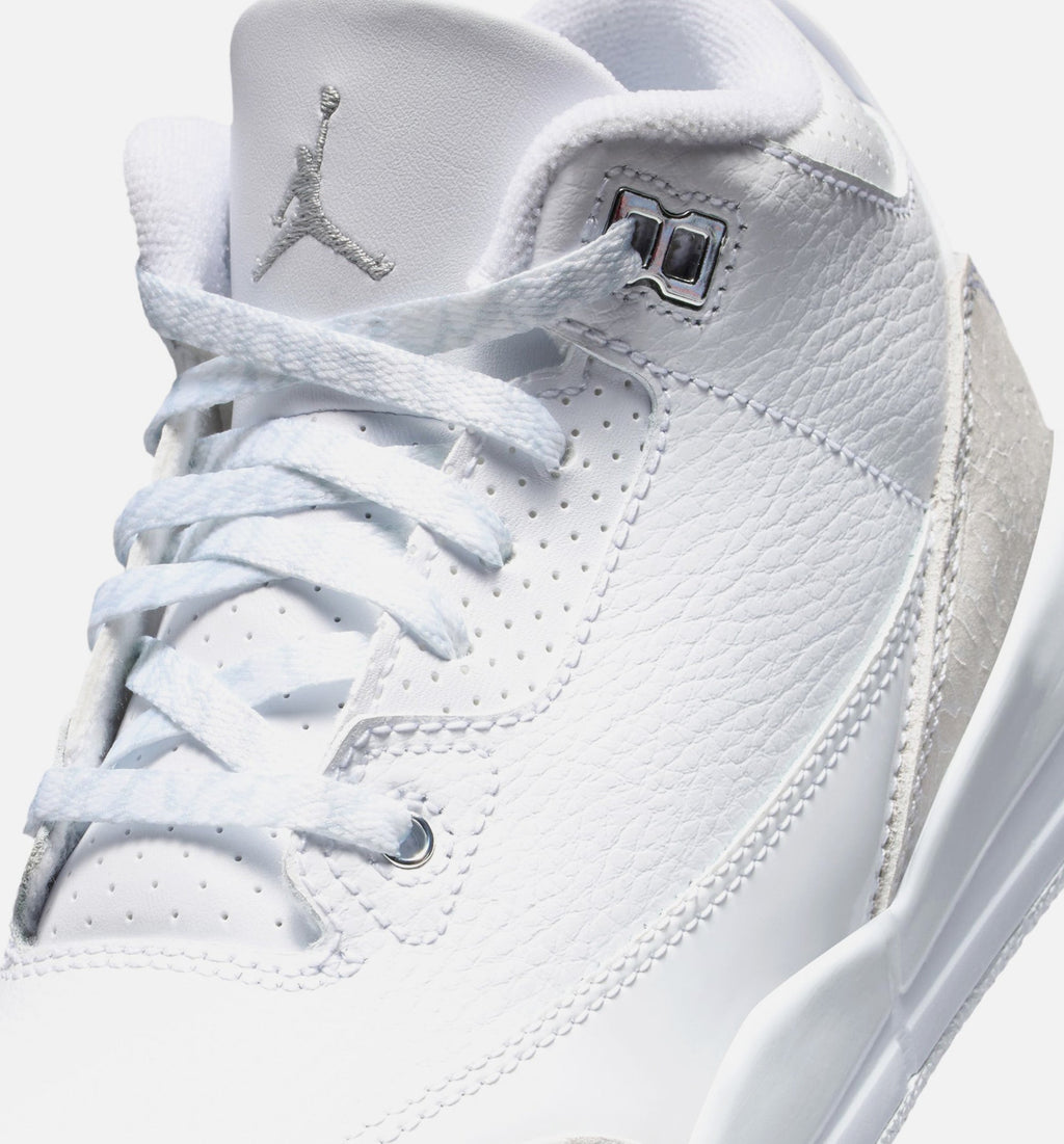 Air Jordan 3 Retro White and Silver Preschool Lifestyle Shoe – White/Metallic Silver