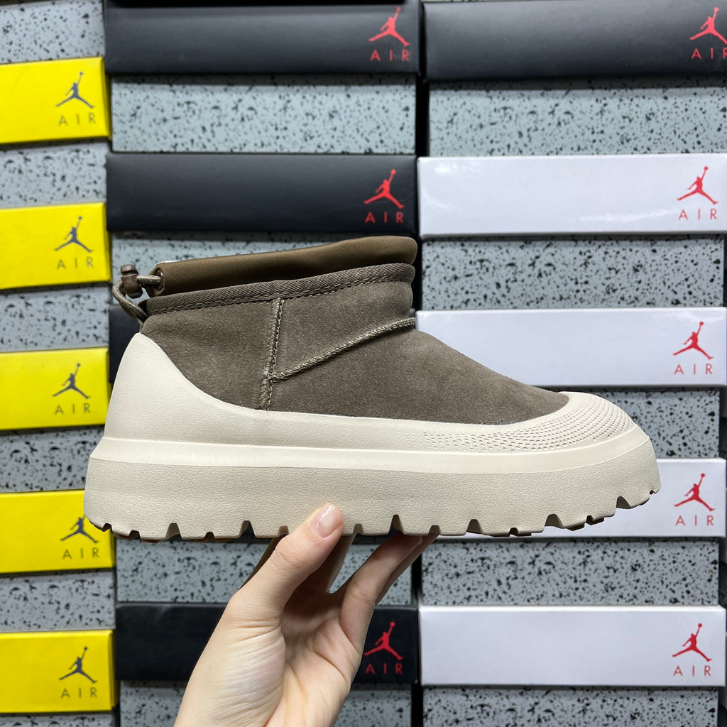 UGG Olive & Off-White Slip-On Platform Ankle Boots