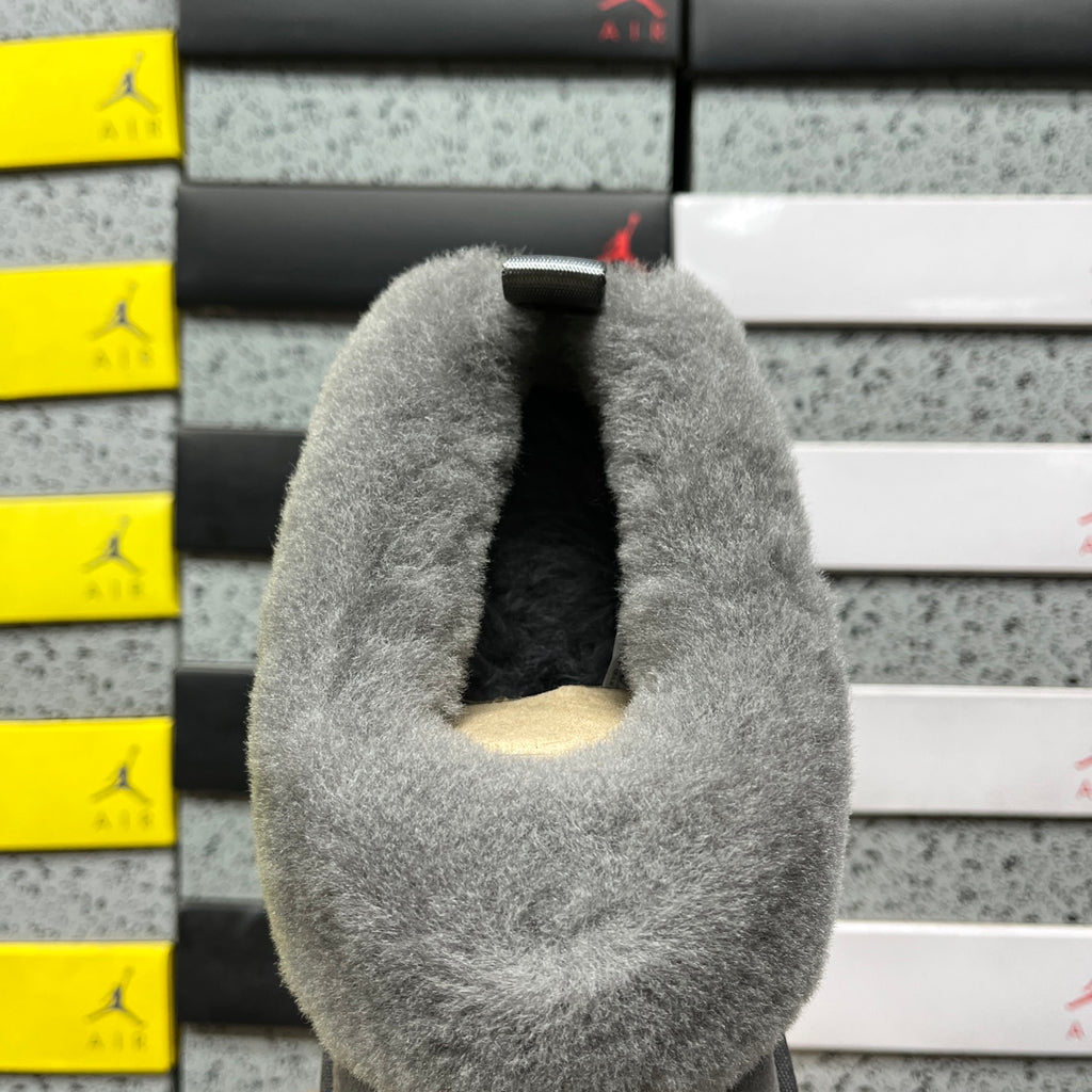 UGG Grey Plush-Collar Platform Slip-On Shoes