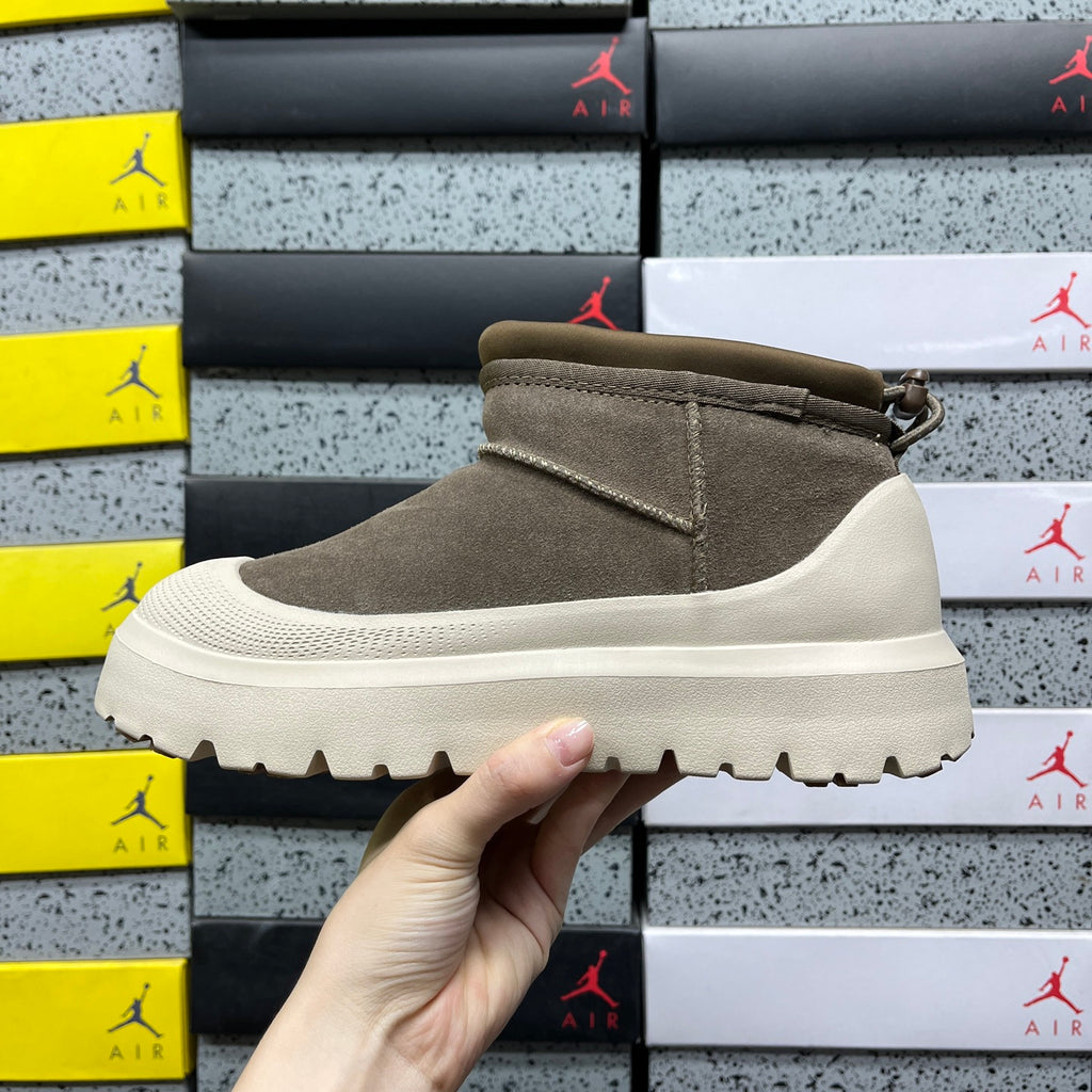 UGG Olive & Off-White Slip-On Platform Ankle Boots