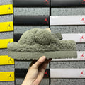 UGG Sage Green Cross-Strap Platform Slippers