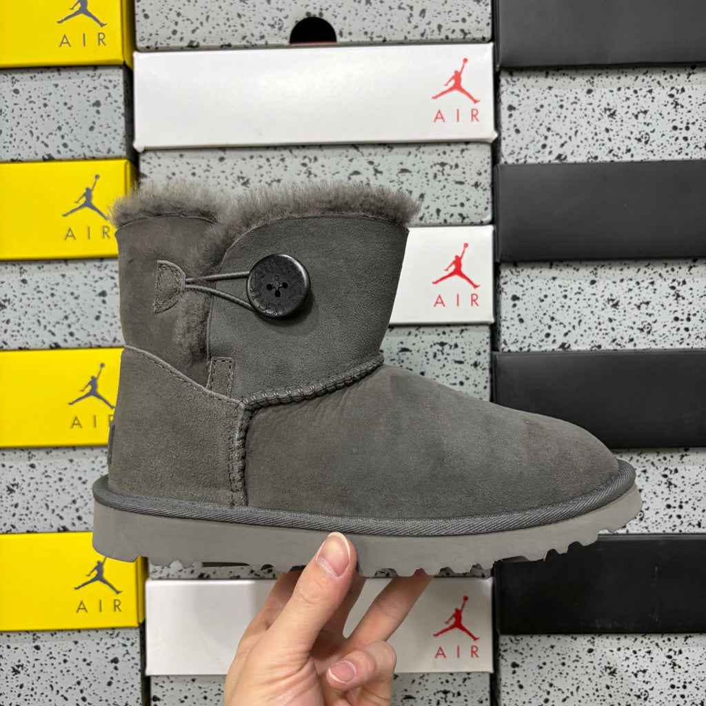UGG Gray Button Boots with Plush Lining