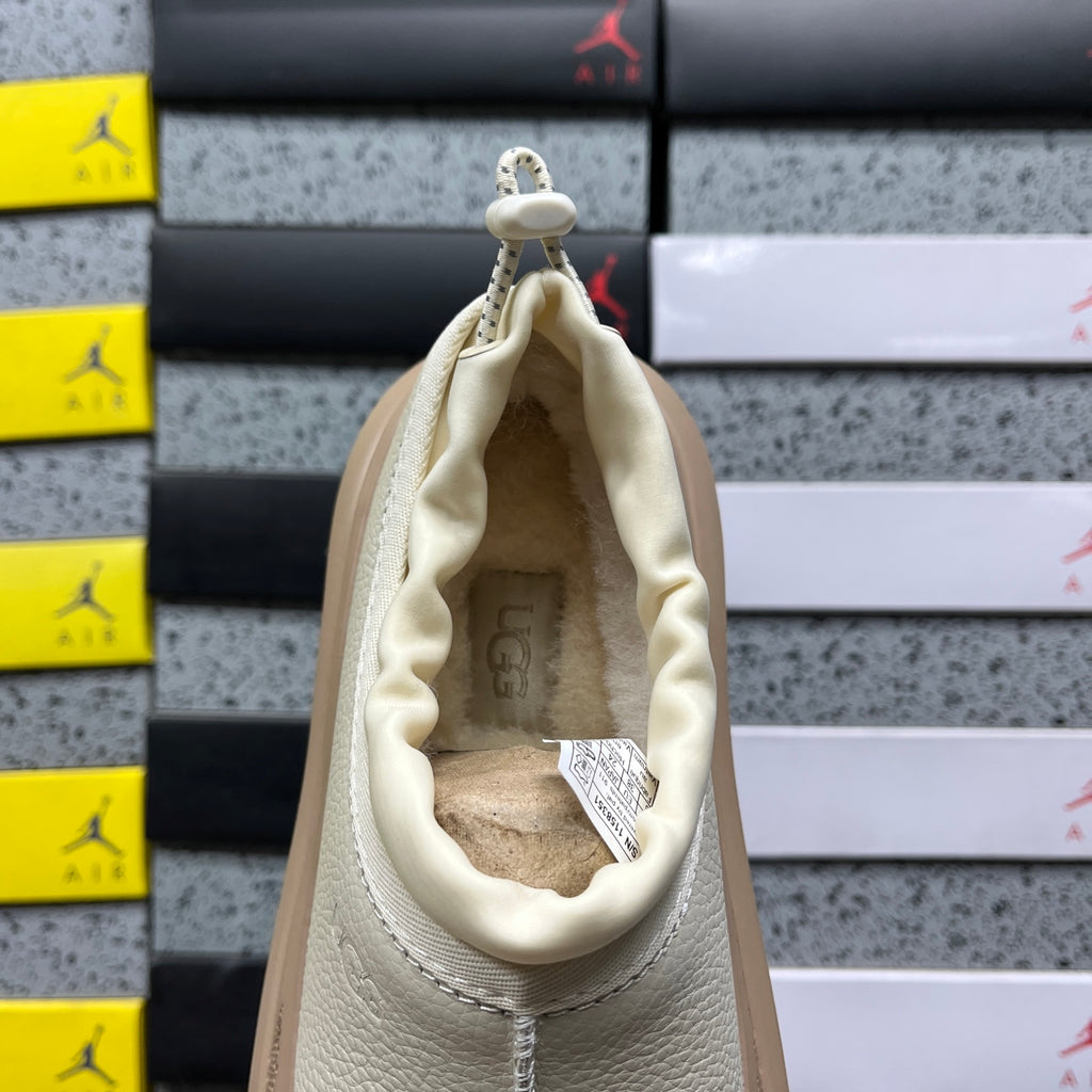 UGG White & Tan Slip-On Platform Shoes