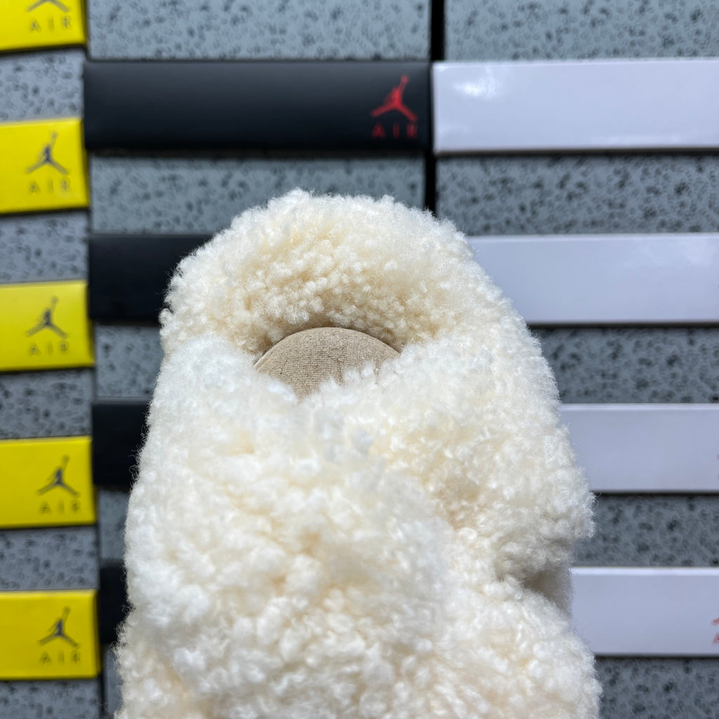 UGG Beige Cross-Strap Platform Slippers