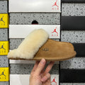 UGG Chestnut Plush-Collar Low-Profile Mule Slippers