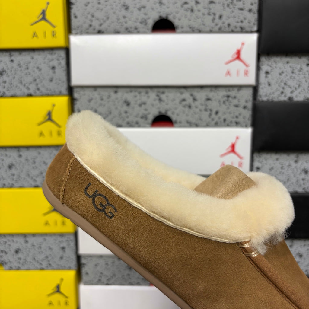 UGG Chestnut Plush-Collar Mule Slippers