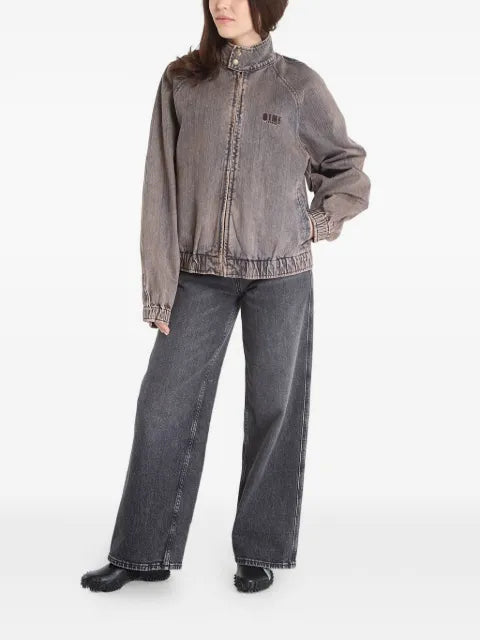 dime logo-embroidered high-neck denim jacket