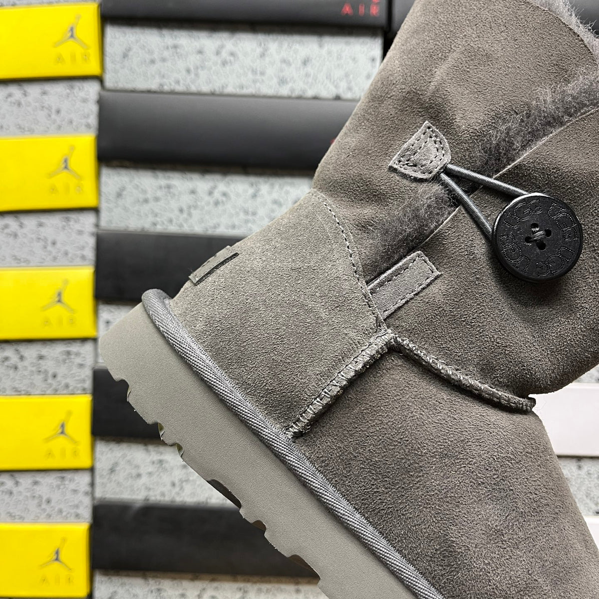 UGG Grey Button Mid-Calf Boots
