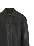 BOSS leather press-stud jacket