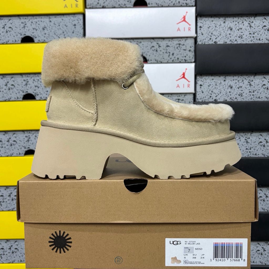 UGG Sand Plush-Trim Platform Ankle Boots