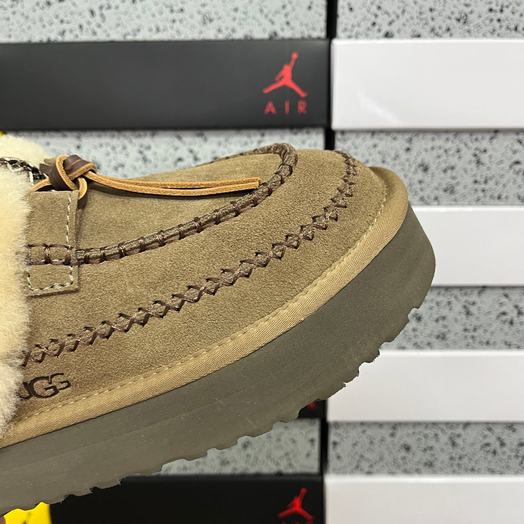 UGG Walnut Plush-Collar Mule Slippers