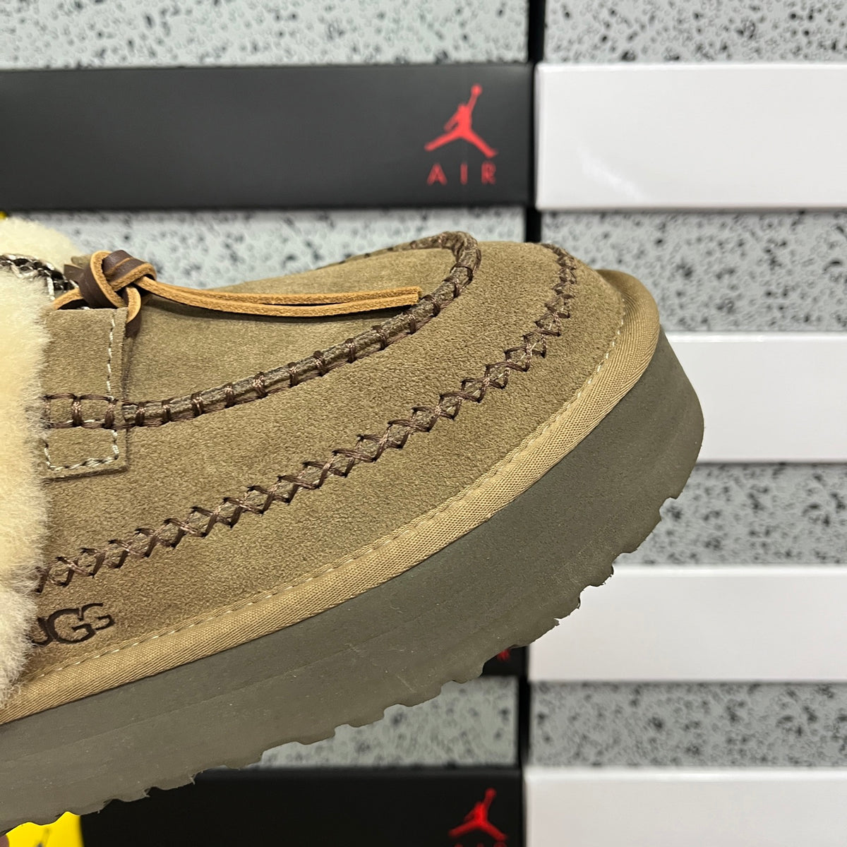 UGG Walnut Plush-Collar Mule Slippers