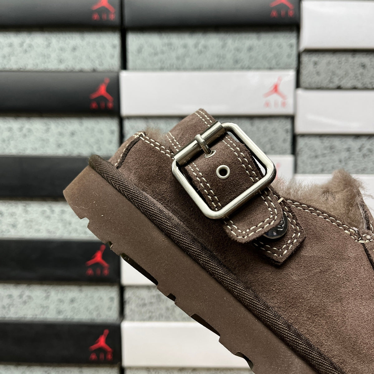 UGG Dark Brown Buckle-Strap Clogs