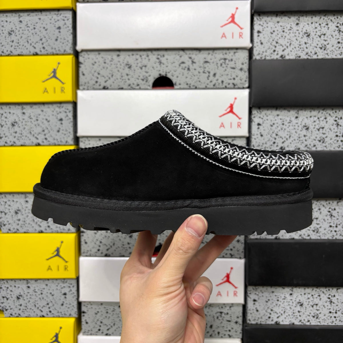 UGG Black Braided-Trim Low-Profile Slip-On Shoes