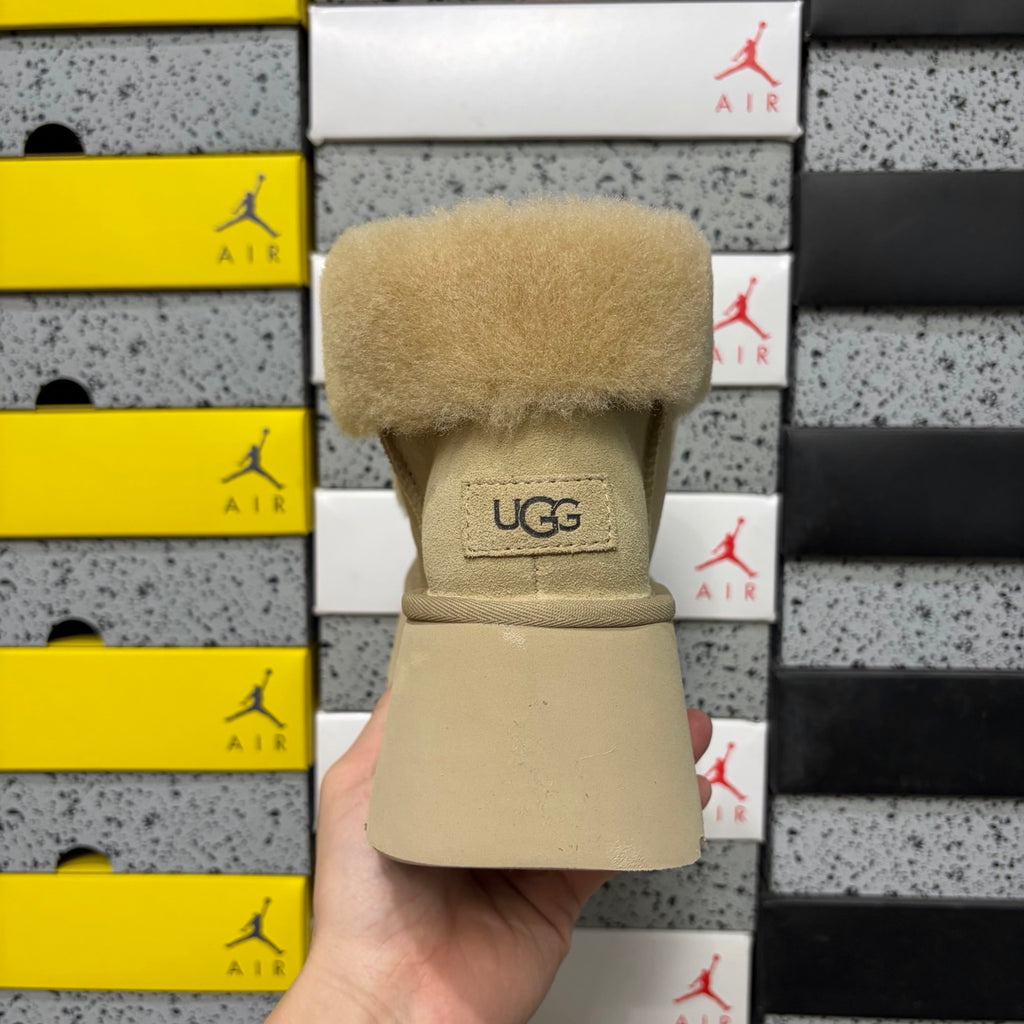 UGG Sand Plush-Trim Platform Ankle Boots