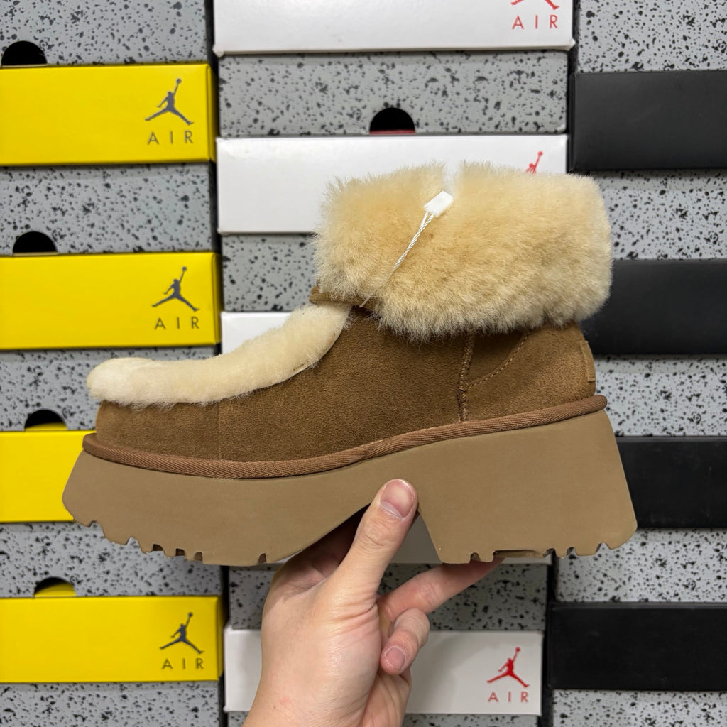 UGG Chestnut Plush-Trim Platform Ankle Boots