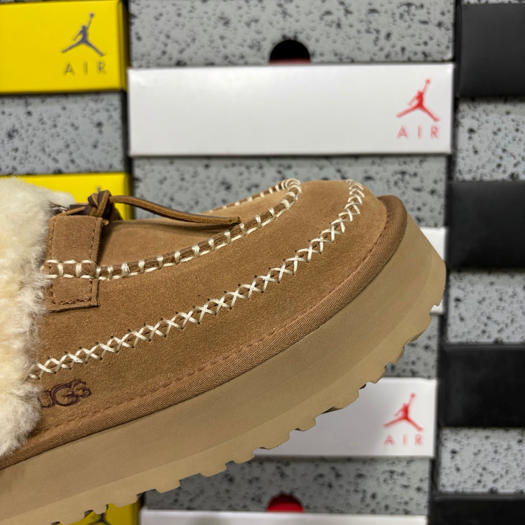 UGG Chestnut Plush-Collar Mule Slippers