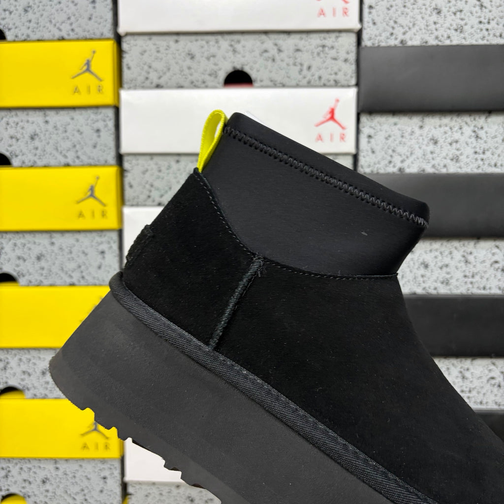 UGG Black Platform Ankle Boots with Contrast Pull Tab | 817