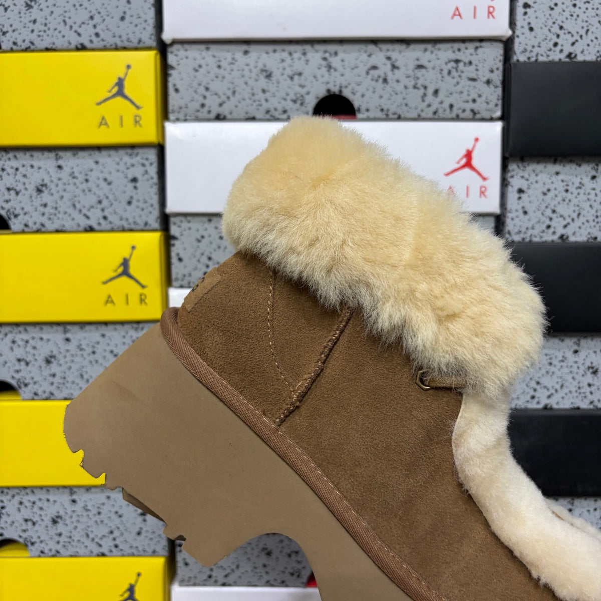 UGG Chestnut Plush-Trim Platform Ankle Boots