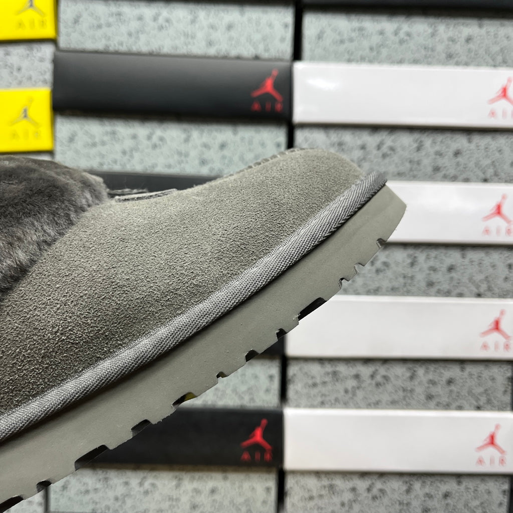 UGG Grey Plush-Collar Slip-On Shoes