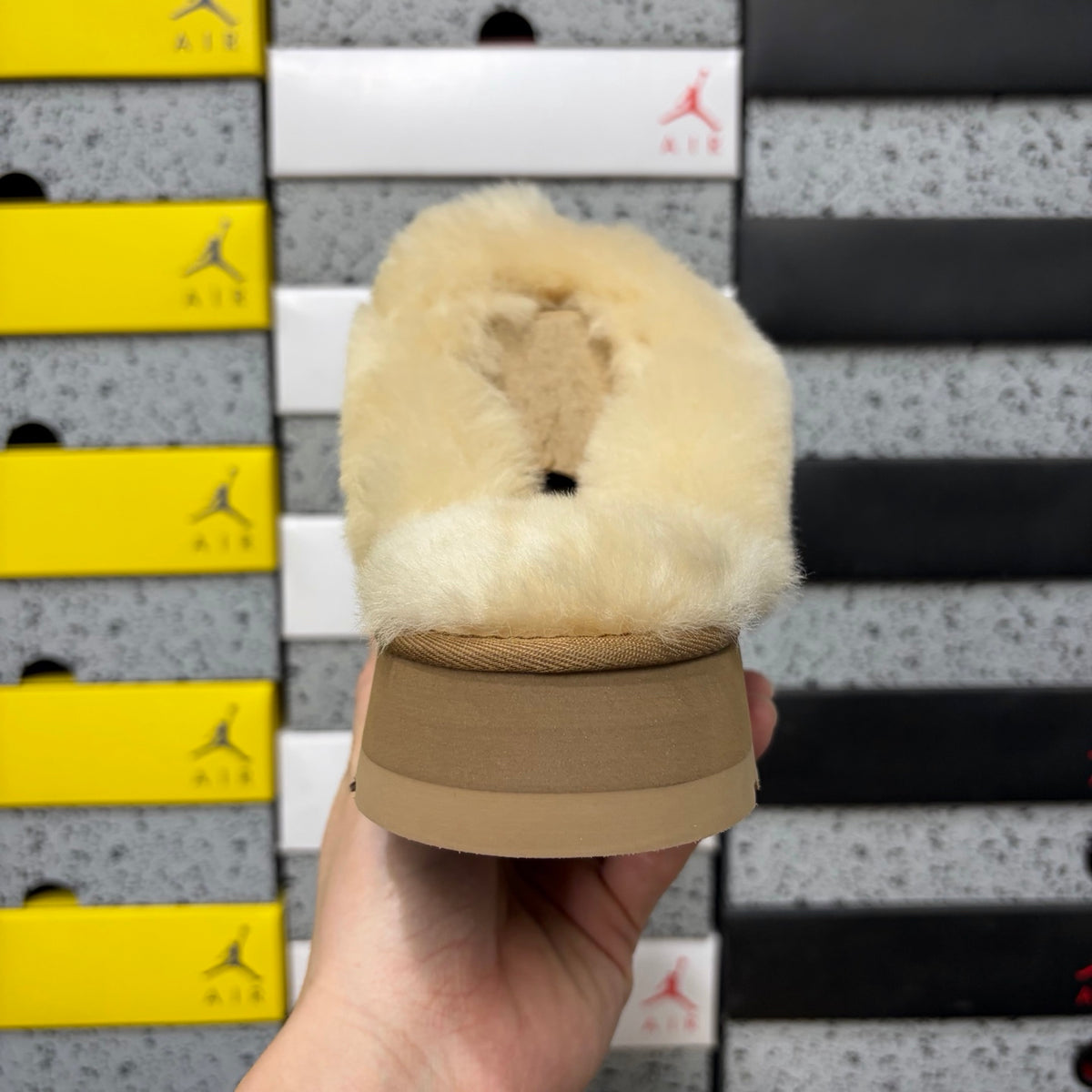 UGG Chestnut Platform Slippers with Plush Collar
