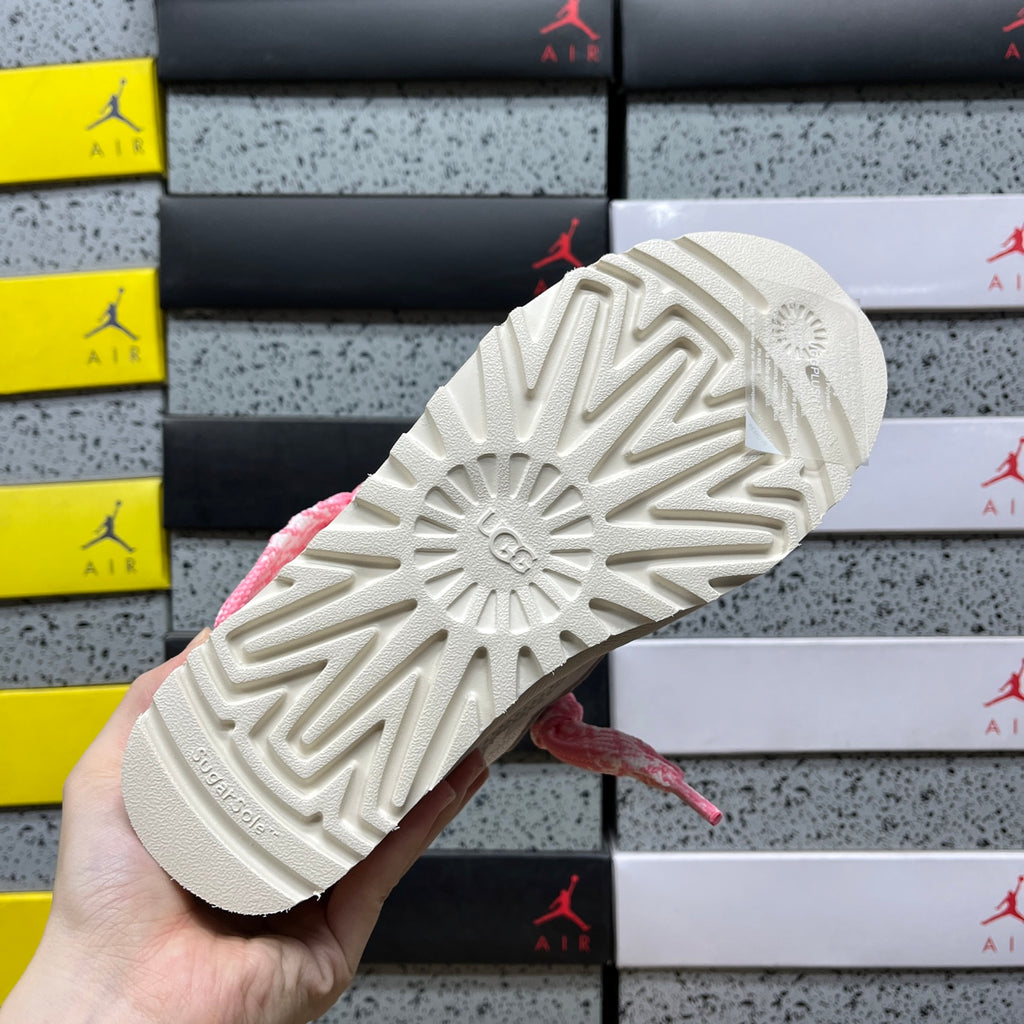 UGG White & Pink Lace-Up Platform Shoes