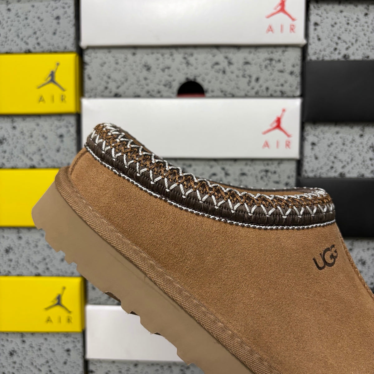 UGG Chestnut Braided-Trim Low-Profile Slip-On Shoes
