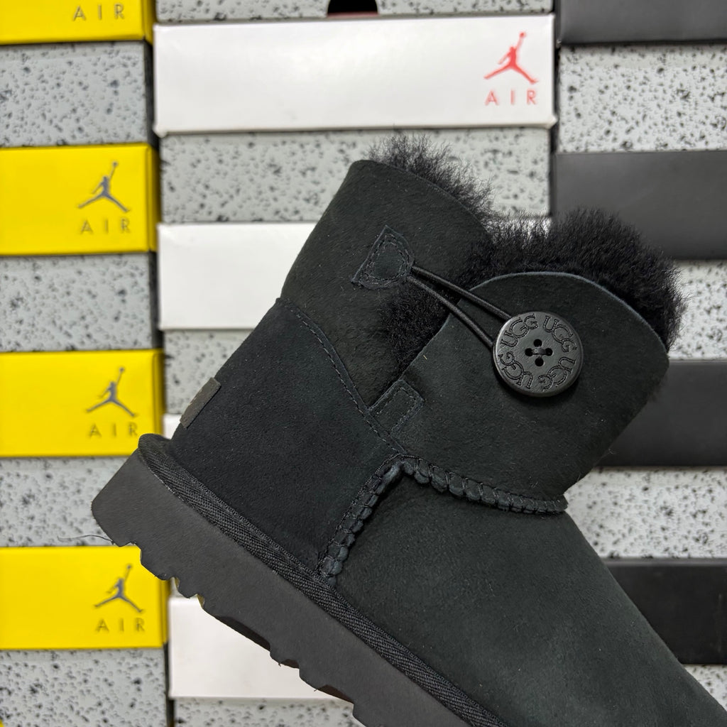 UGG Black Button Boots with Plush Lining
