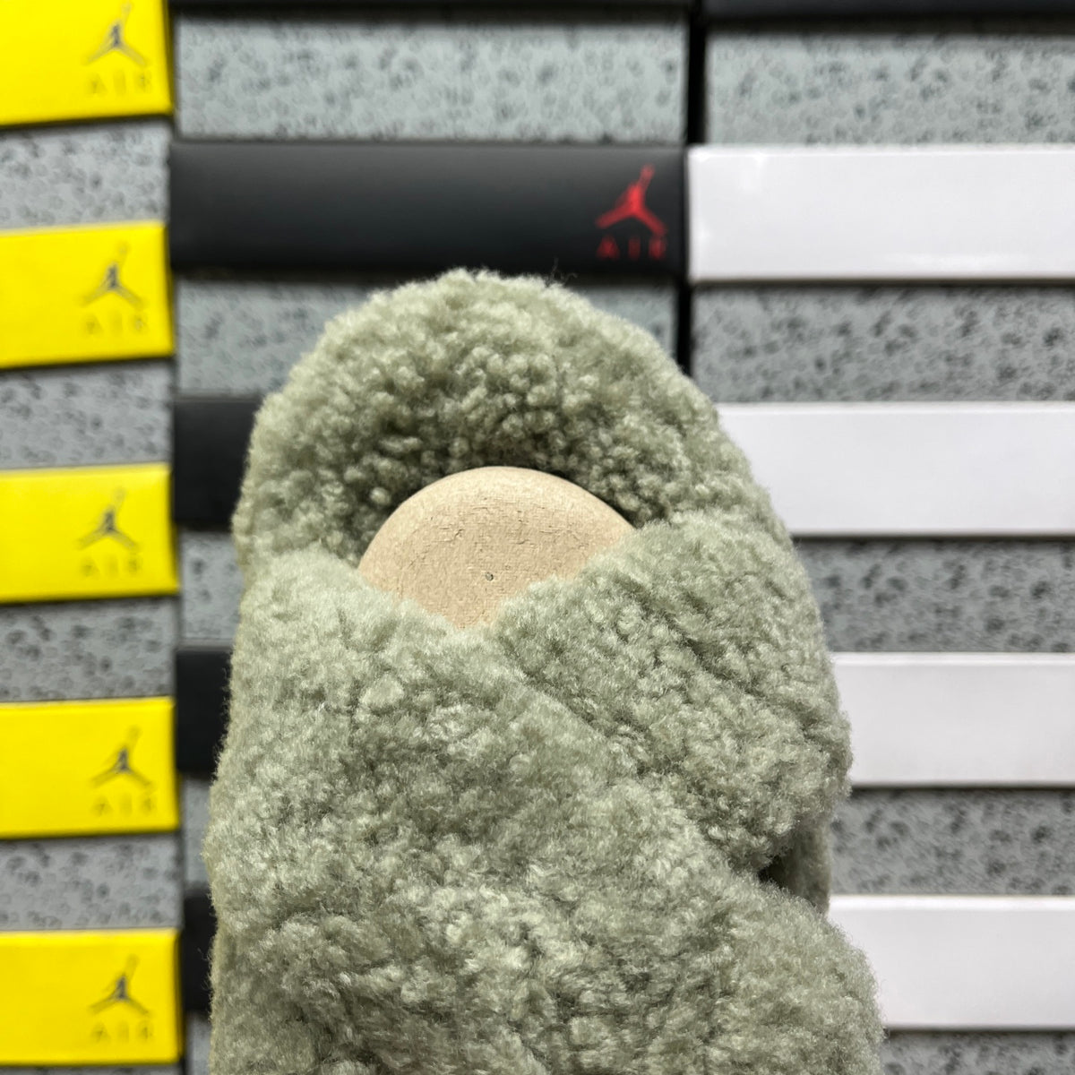 UGG Sage Green Cross-Strap Platform Slippers