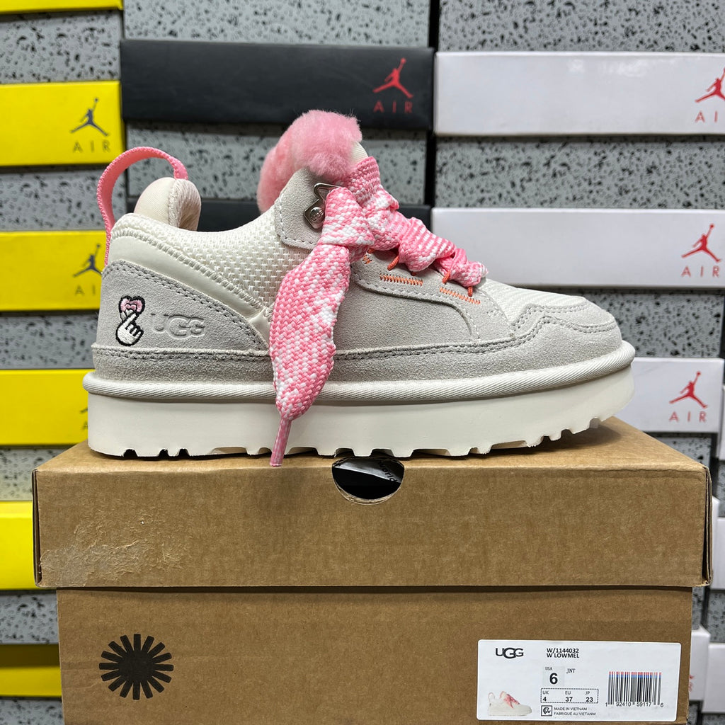 UGG White & Pink Lace-Up Platform Shoes