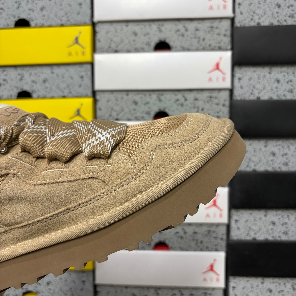 UGG Sand Low-Top Lace-Up Shoes with Plush Trim | 4032