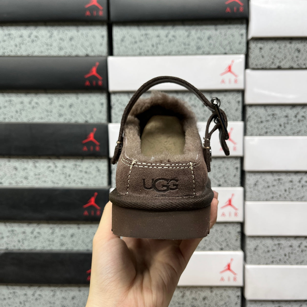 UGG Dark Brown Buckle-Strap Clogs