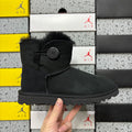 UGG Black Button Boots with Plush Lining