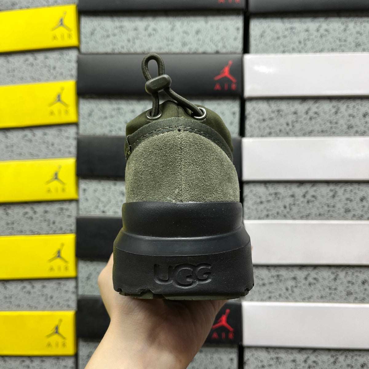 UGG Olive Green & Black Slip-On Platform Shoes