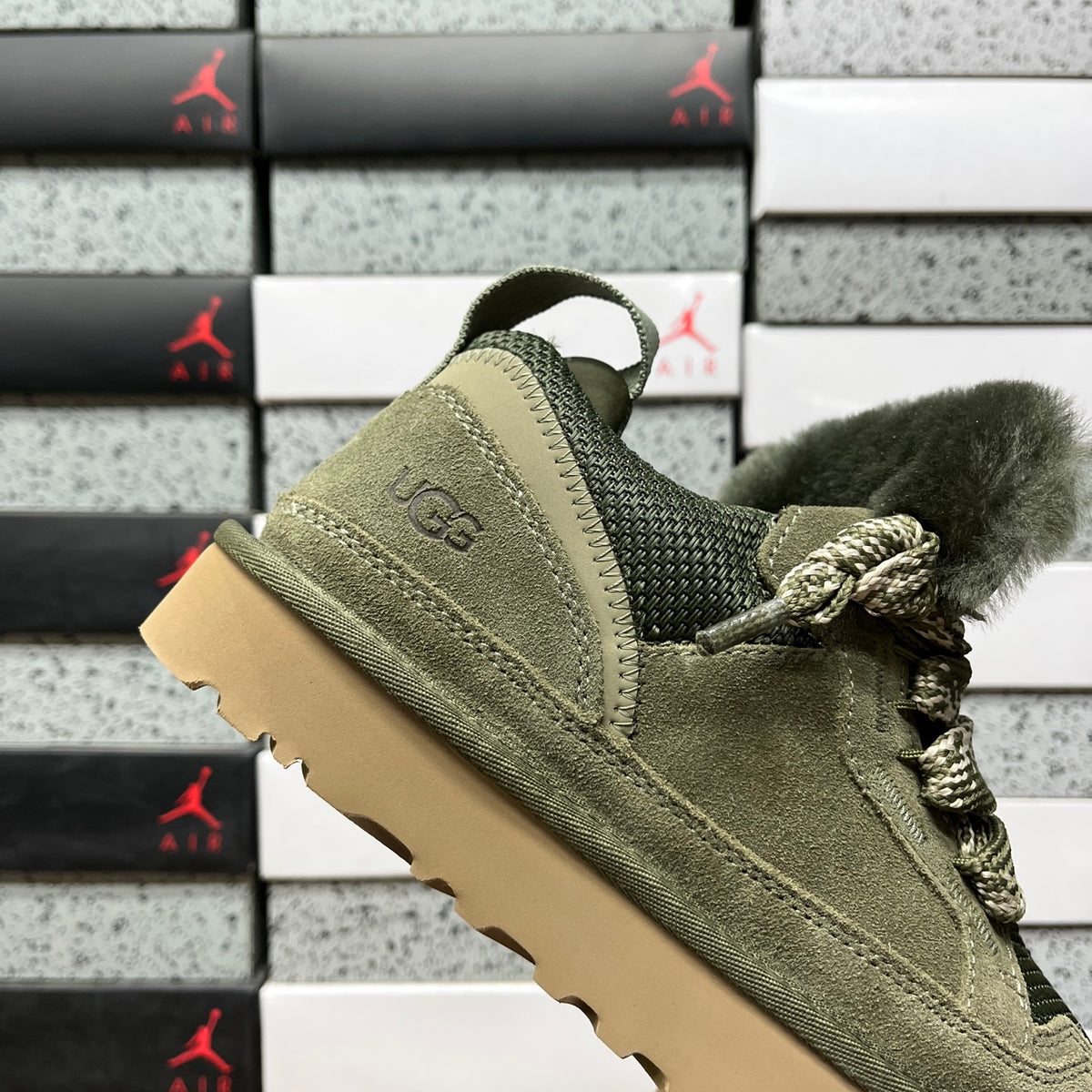 UGG Moss Green Lace-Up Platform Shoes