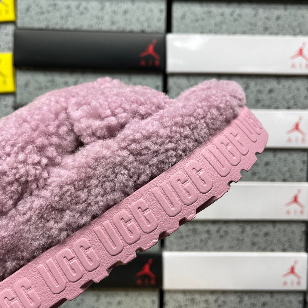 UGG Grey Lilac Cross-Strap Platform Slippers